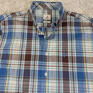 johnnie-O Blue, Brown & White Plaid Button-Down Shirt